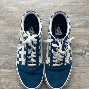 Vans blue checkerboard shoes